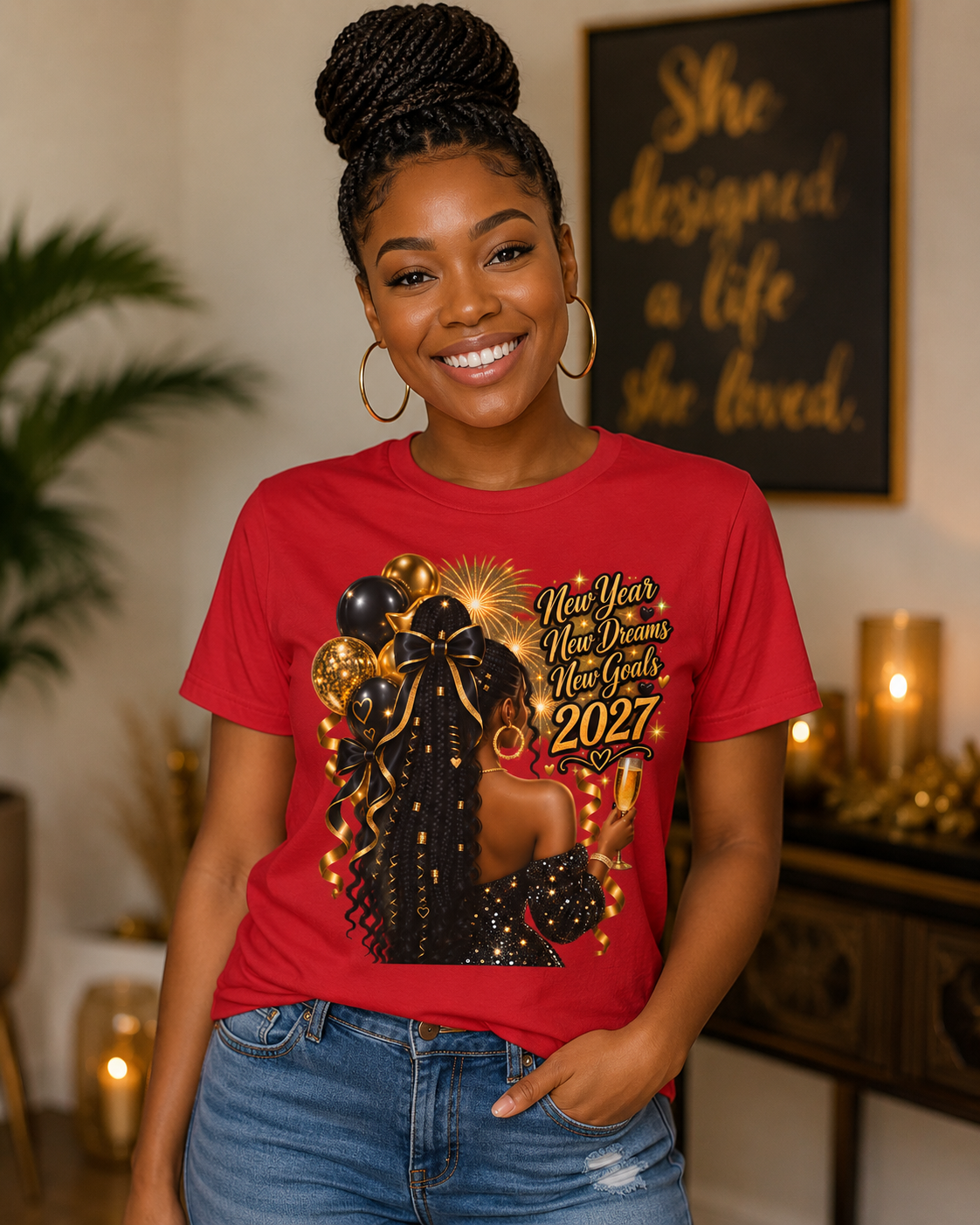 New Year 2027 Celebration Tee - Red - product view 1 - Red