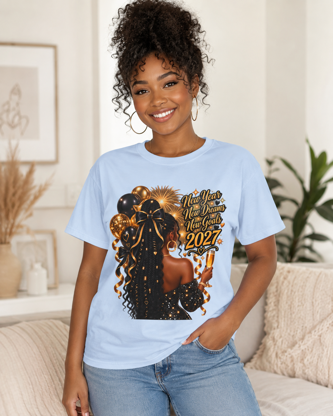 New Year 2027 Celebration Tee - Light Blue - product view 1 - Light Blue