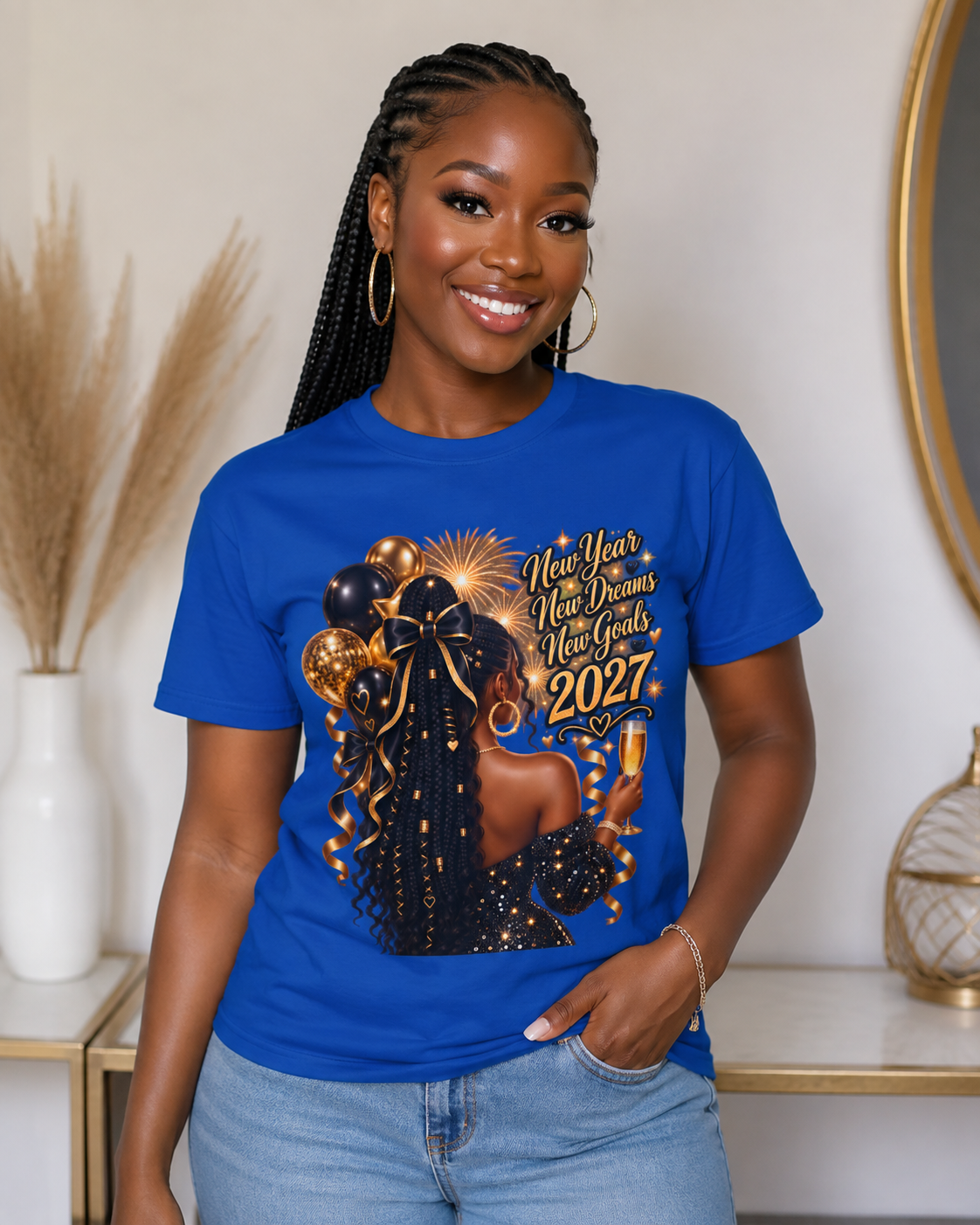 New Year 2027 Celebration Tee - Royal - product view 1 - Royal