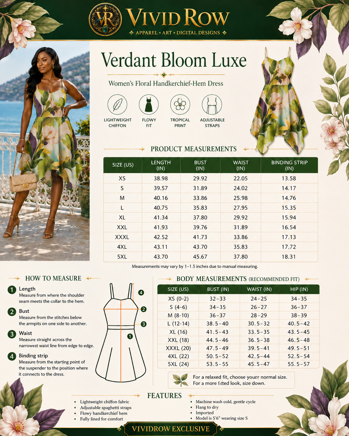 Verdant Bloom Luxe Handkerchief Dress