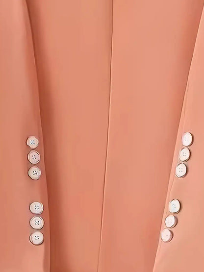 Single-Button Long Sleeve Blazer - Burnt Coral - View 3