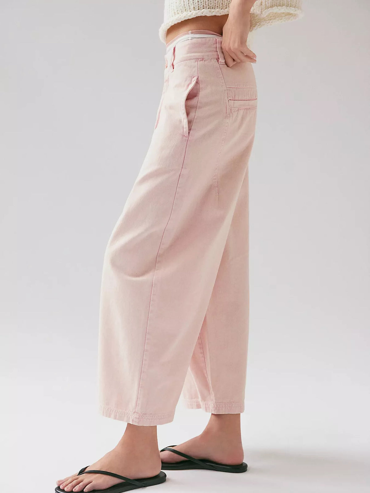 Wide-Leg Cropped Jeans - Pink - View 2