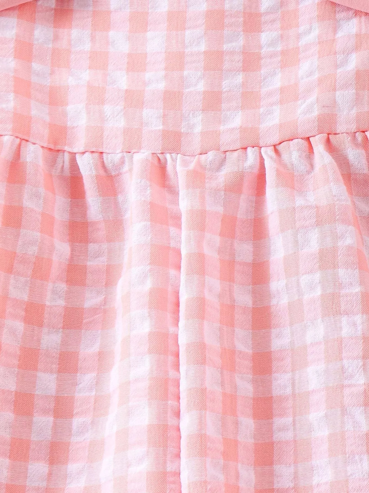 Children's Bow Plaid Wide Strap Jumpsuit - Pink - View 5