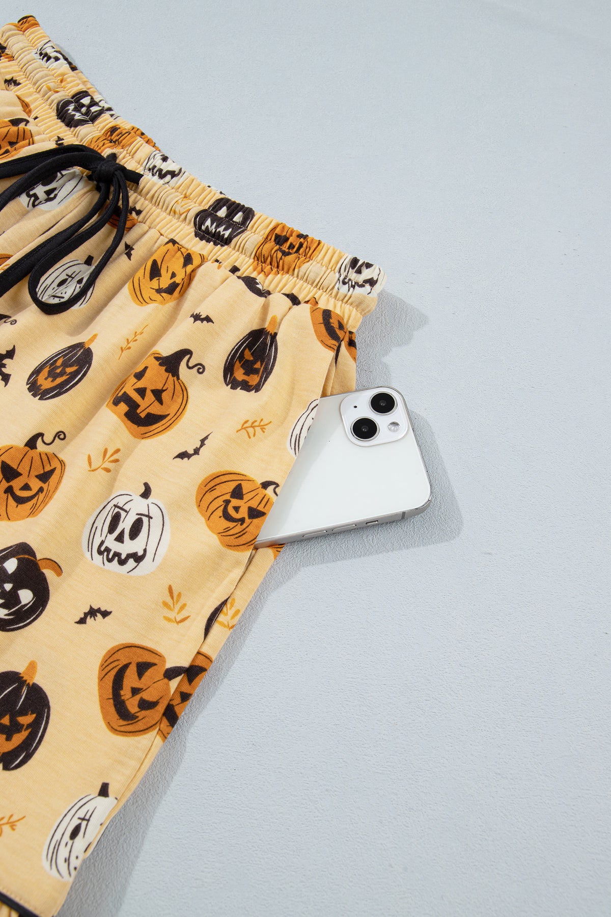 Orange Long Sleeve Ruffle Pumpkin Face Print Two Piece Lounge Set - product photo 7