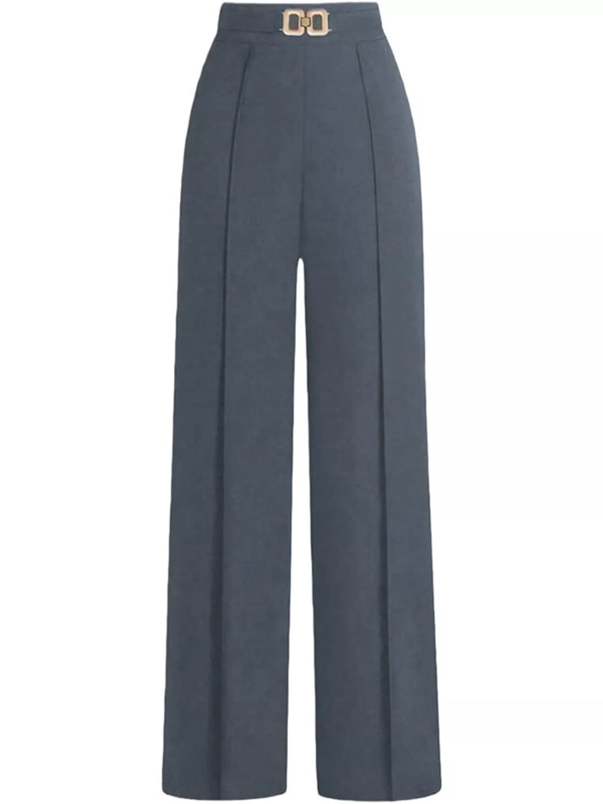 High-Waisted Wide-Leg Pants - Dark Gray - View 7