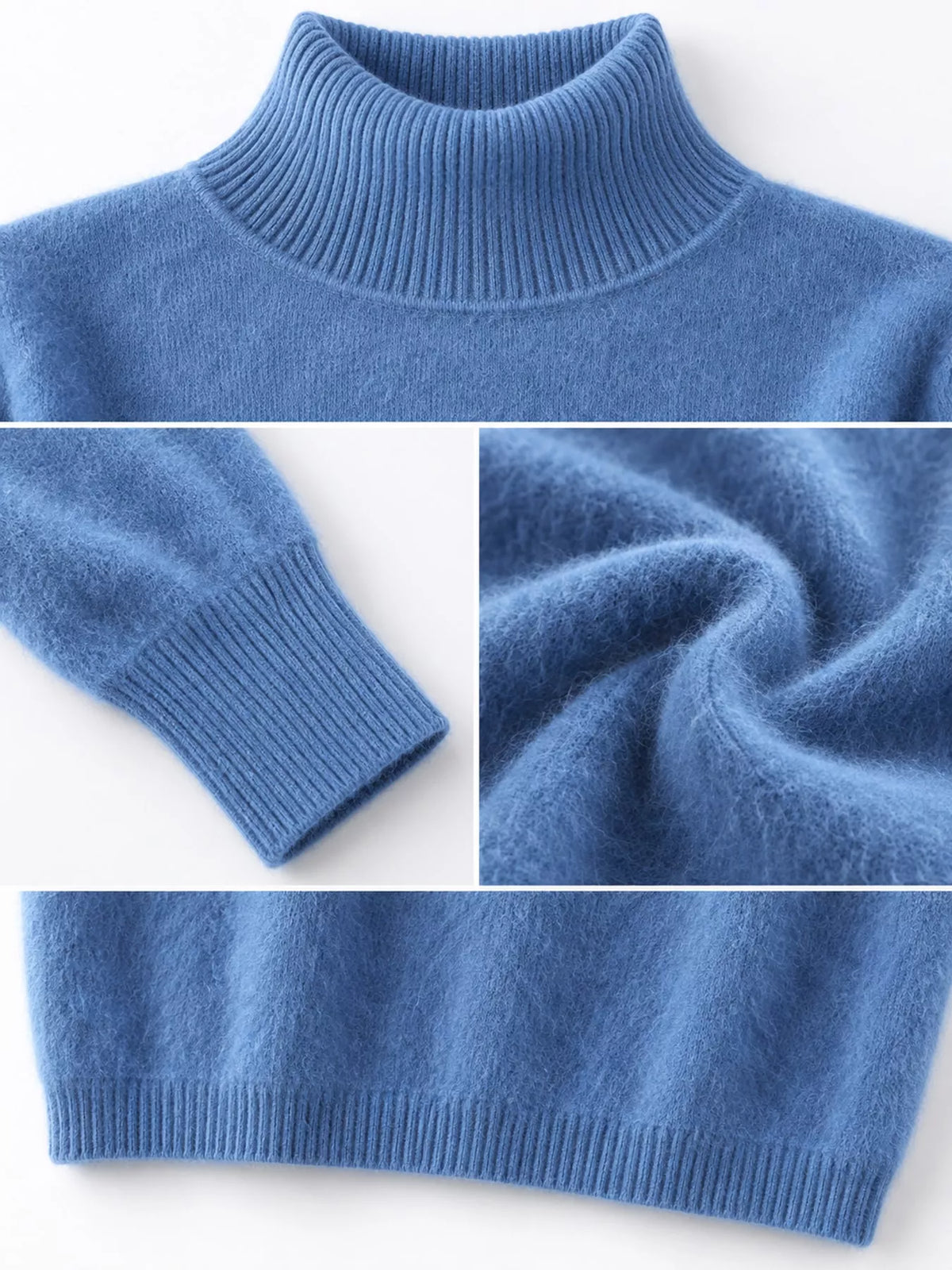 Full Size Turtleneck Long Sleeve Sweater Plus Size - Dusty Blue - View 72