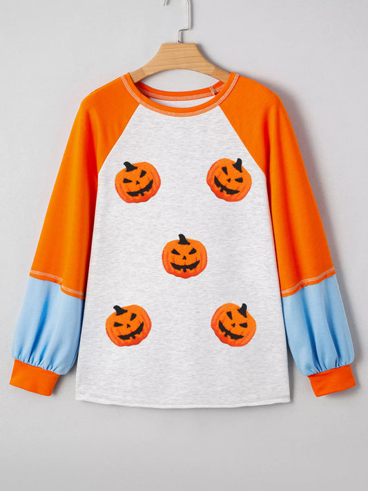 Halloween Pumpkin Print Long Sleeve T-Shirt - product photo 2
