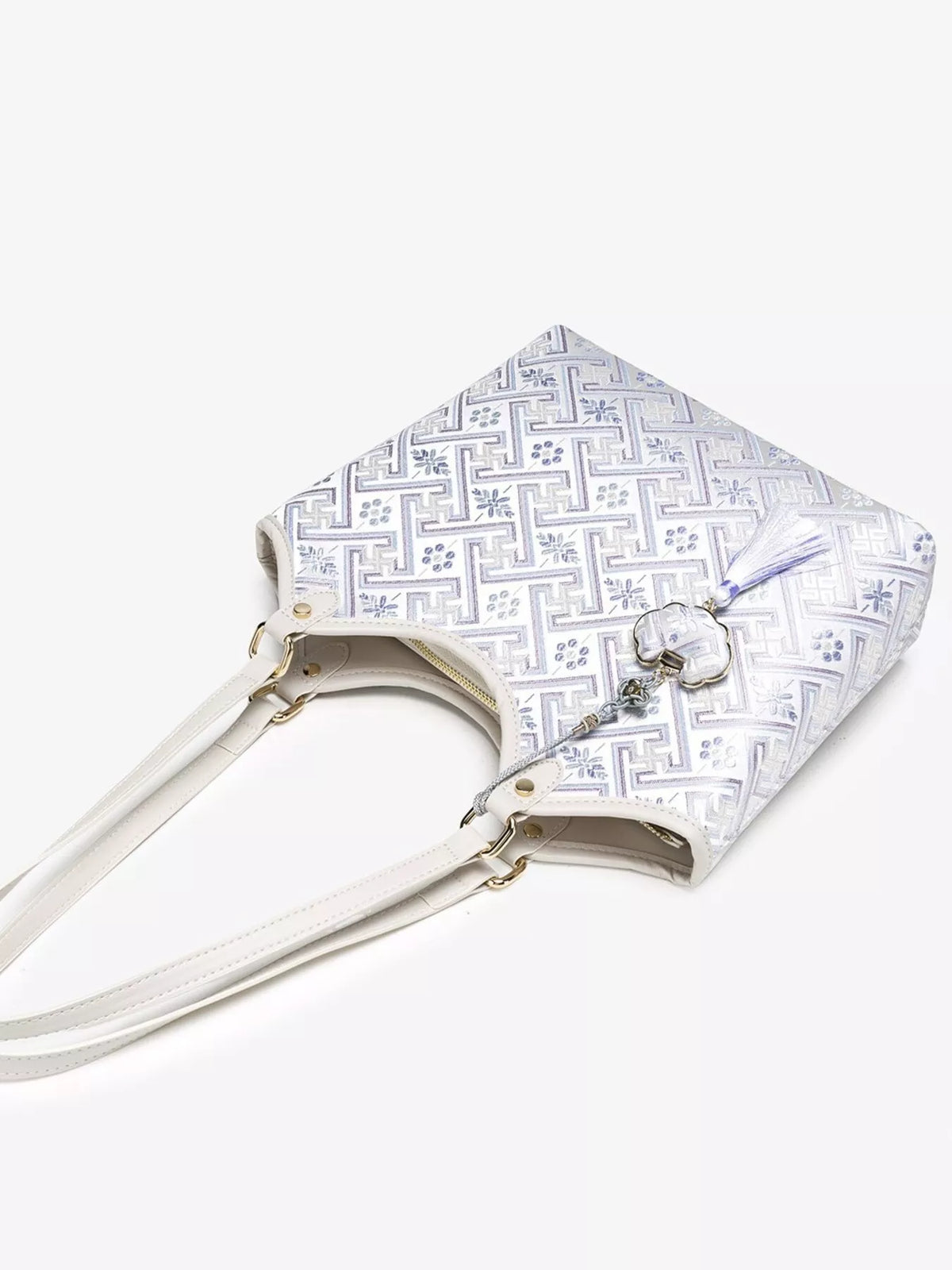 Geometric Pattern Shoulder Bag - Pink Purple - View 10