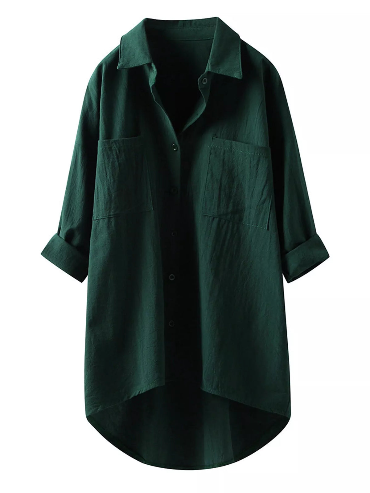 Full Size Casual Button-Down Shirt with Dual Chest Pockets Plus Size - Green - View 23