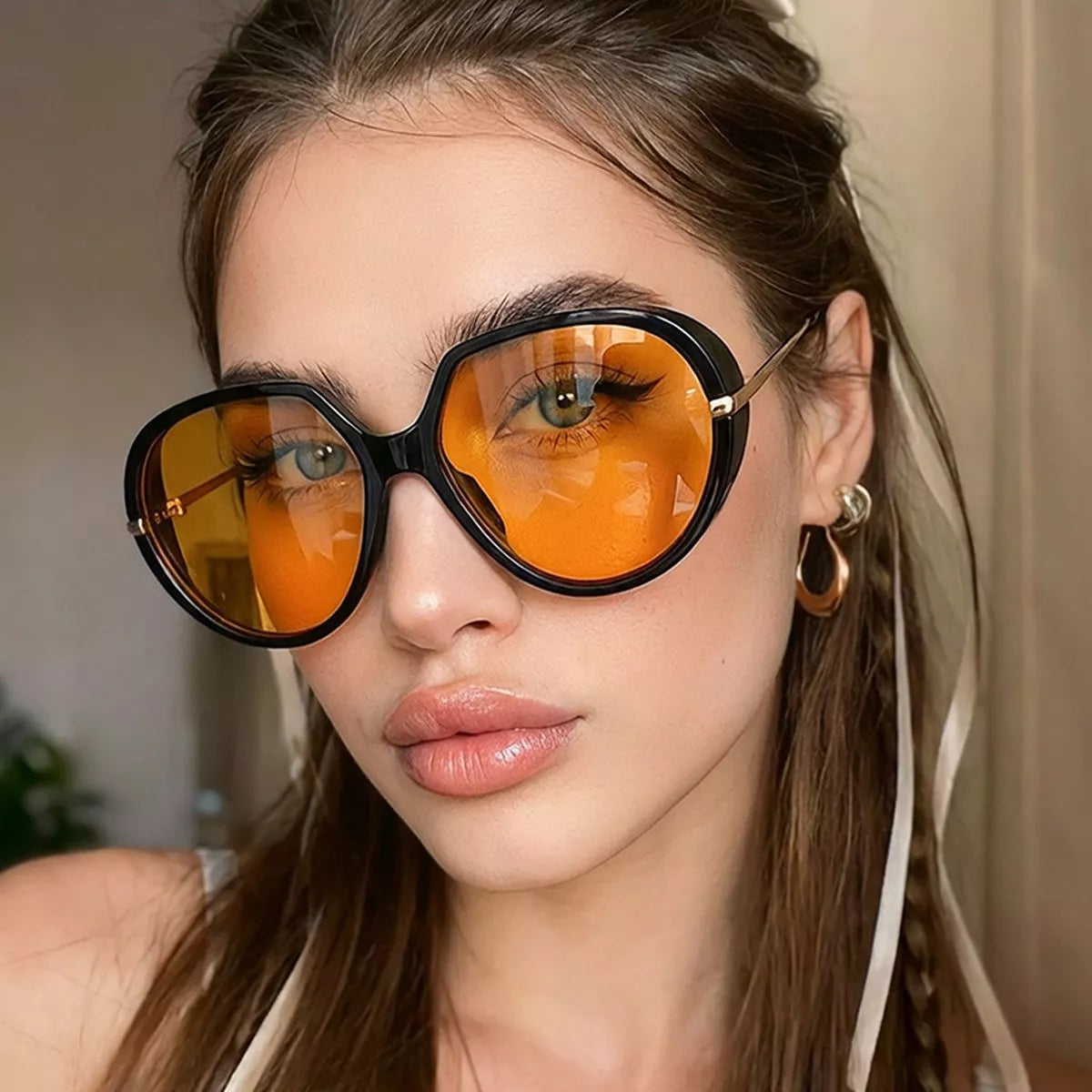 Oversized Tinted Lenses Sunglasses - Sherbet - View 5