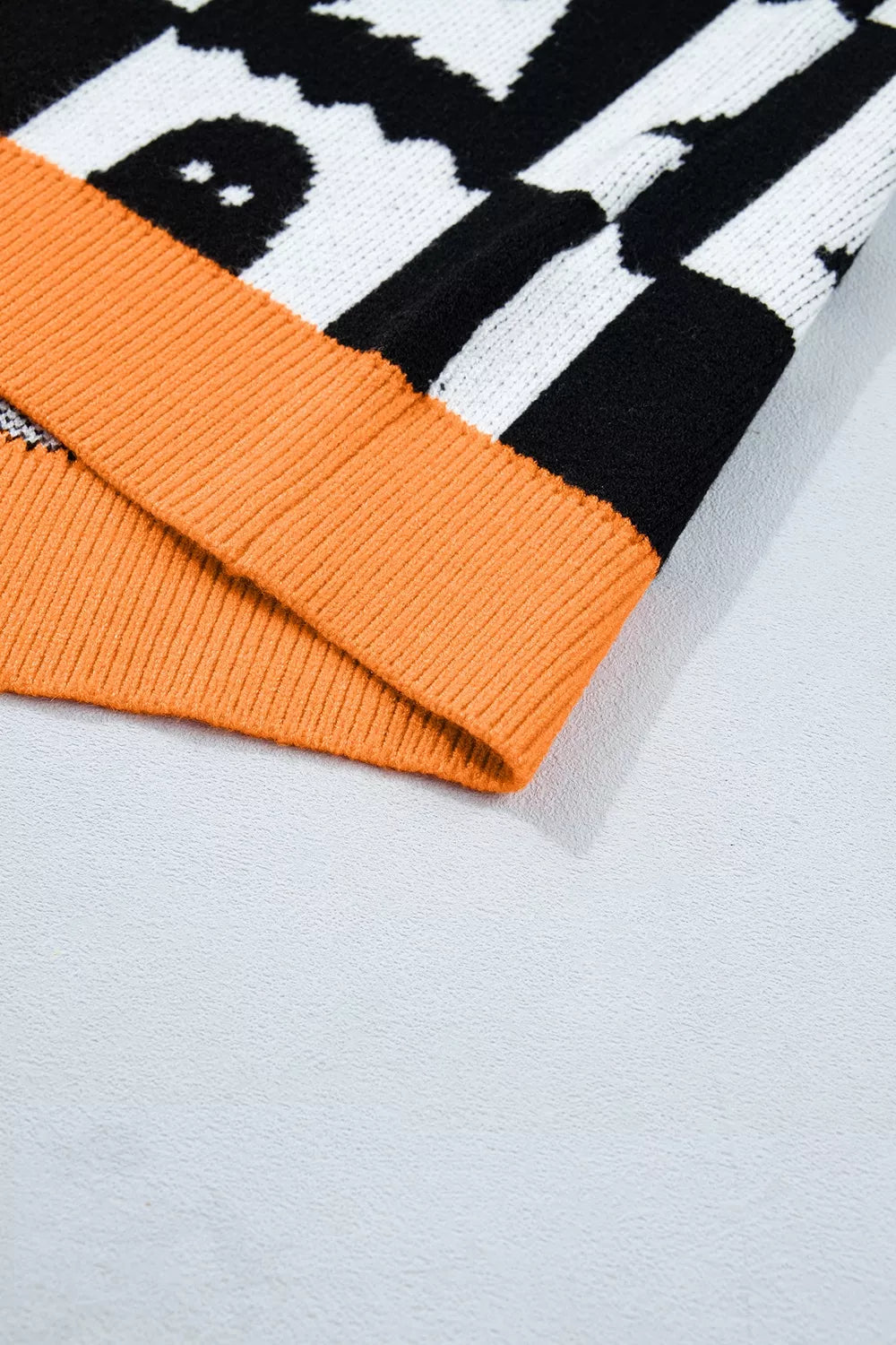 Halloween Ghost Pattern Checkerboard Sweater - Black - View 12