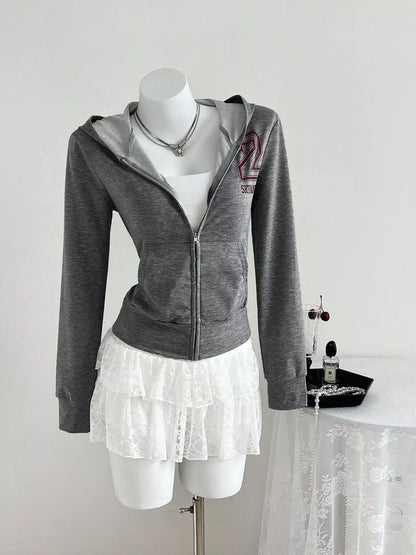 Slim-Fit Zip-Up Hoodie - Medium Gray - View 1