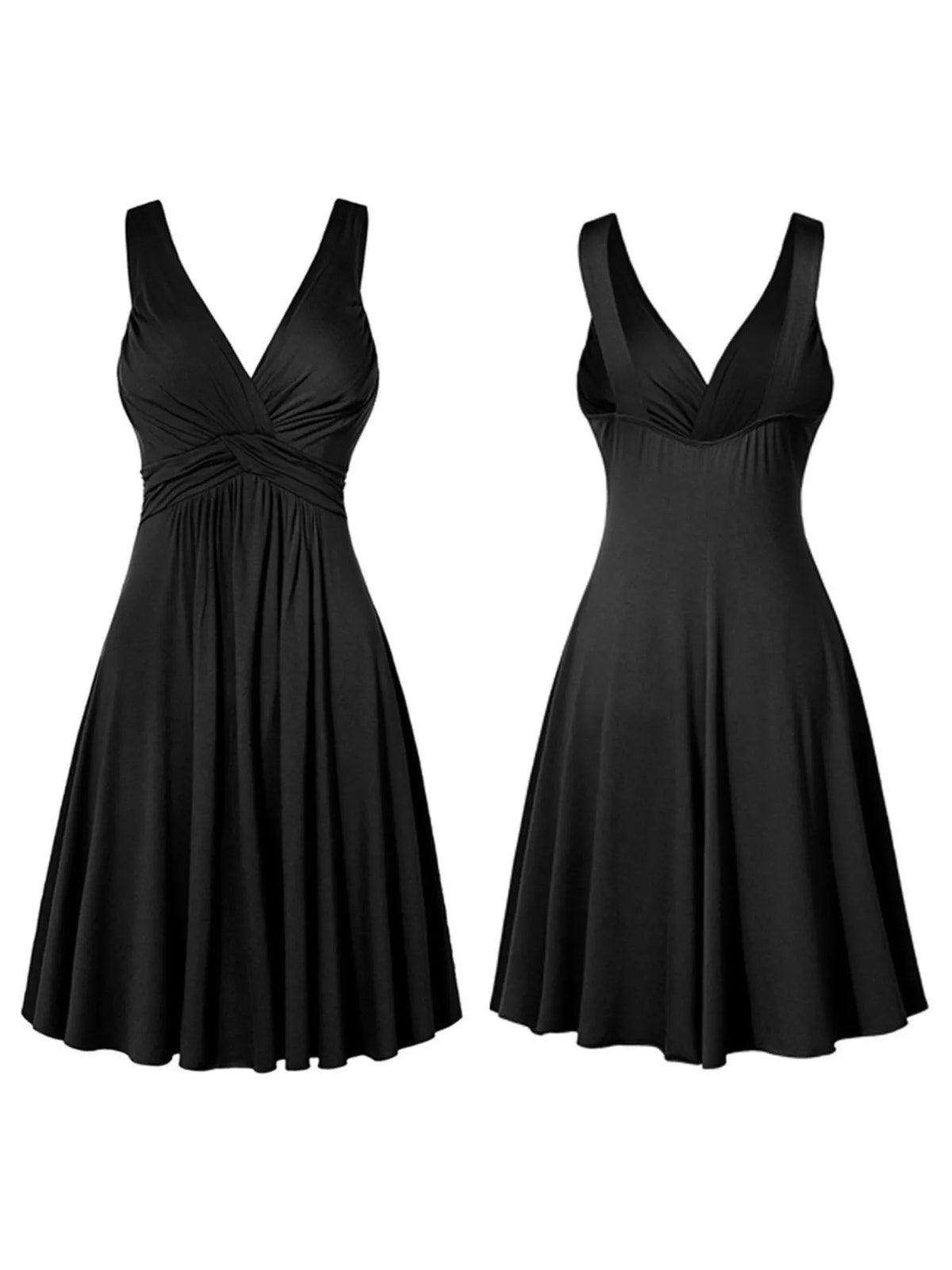 Full Size Twisted Sleeveless Ruched Waist A-Line Dress Plus Size - Black - View 4