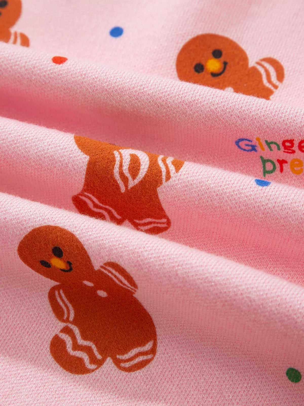 Gingerbread Pattern Long Sleeve Round Neck Sweater - Blush Pink - View 9