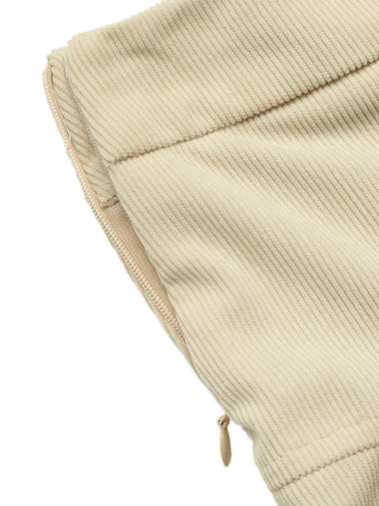 High Waist Pleated Midi Skirt - Khaki - View 10