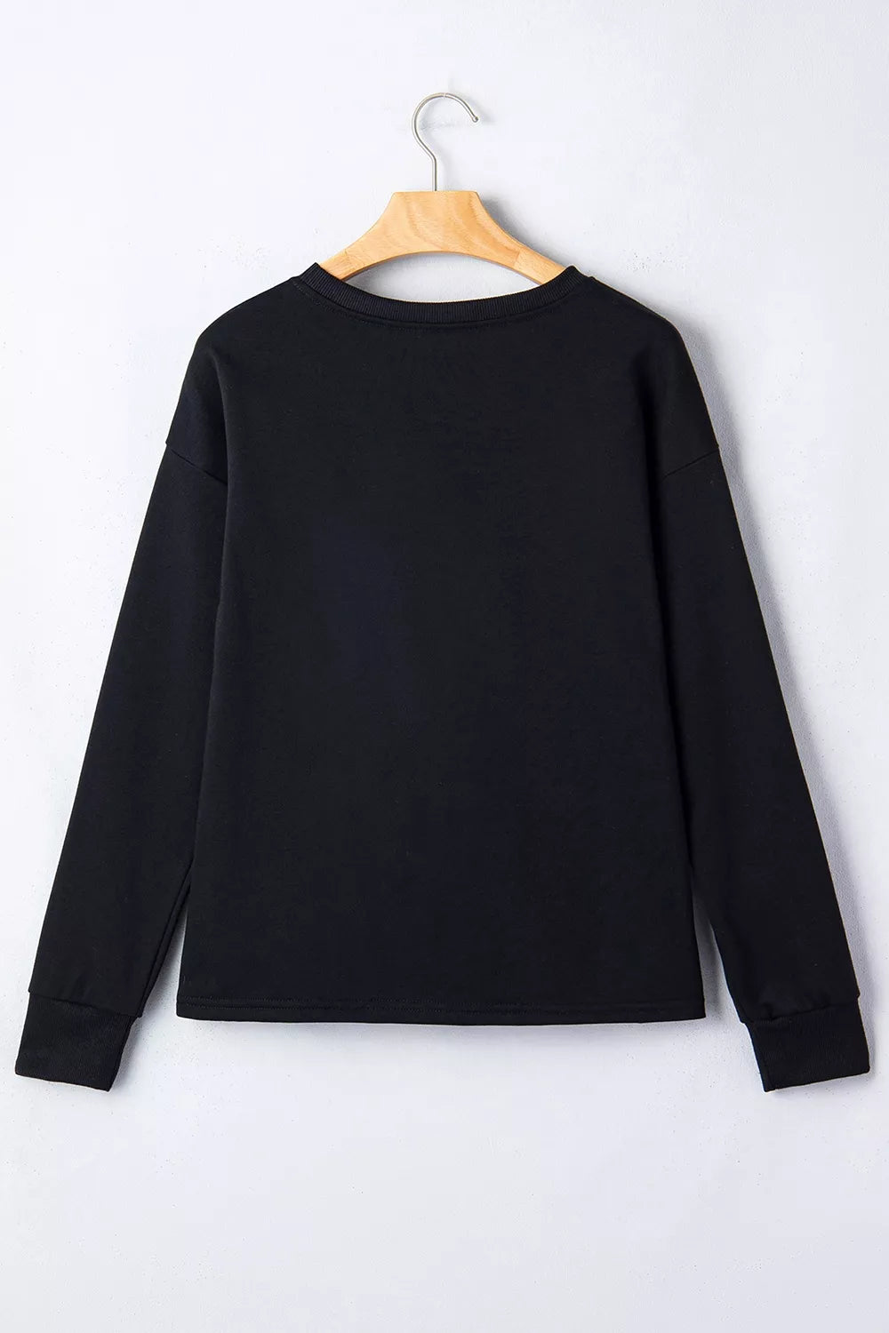 Rhinestone Pumpkin Long Sleeve Sweatshirt - Black - View 5