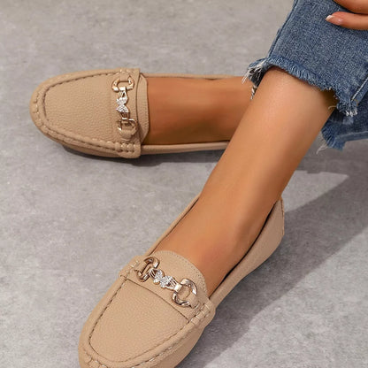 Round Toe Slip-Ons - Khaki Color - View 2