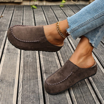 Round Toe Slip-Ons - Brown - View 3