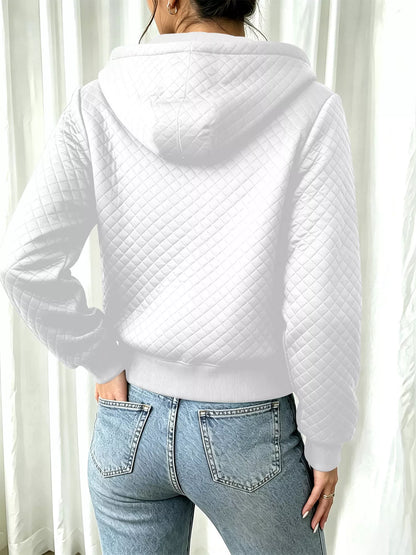 Hooded Zip-Up Texture Jacket - White - View 2