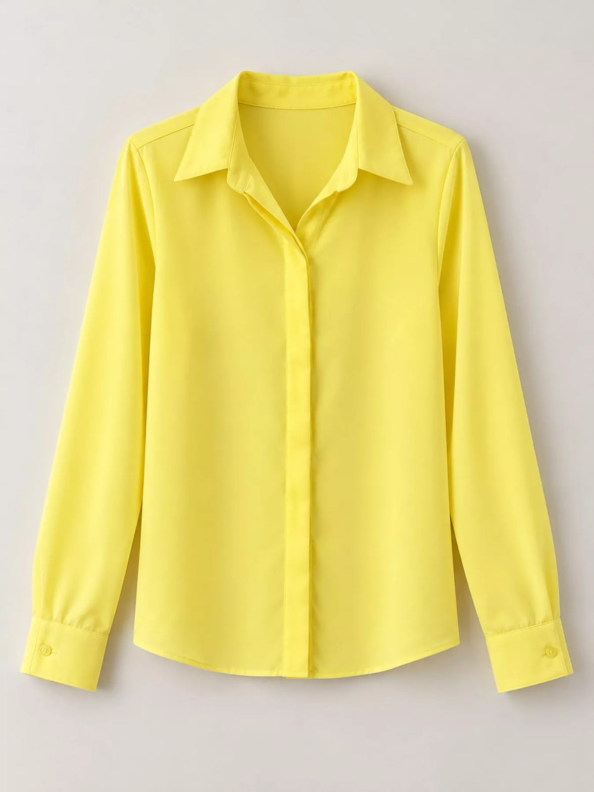 Button Up Long-Sleeve Shirt - Bright Yellow - View 41