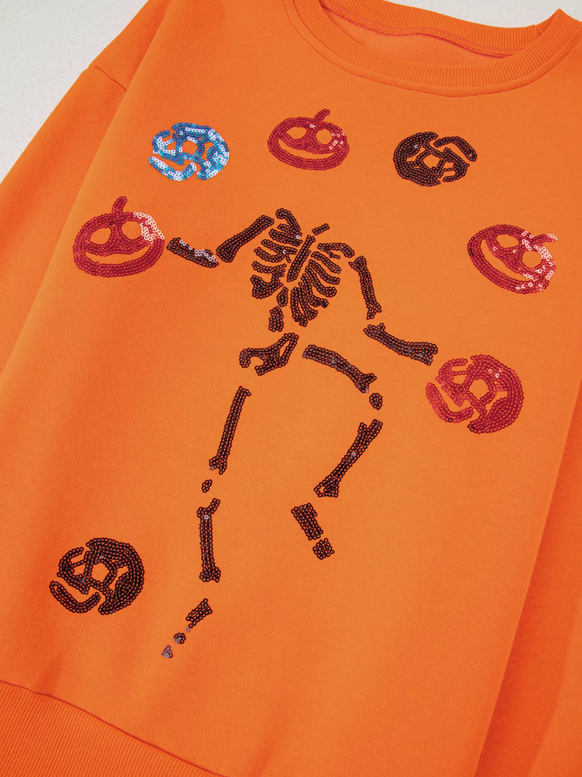 Dancing Critters Sequin Halloween Crewneck Sweatshirt - Orange - View 10