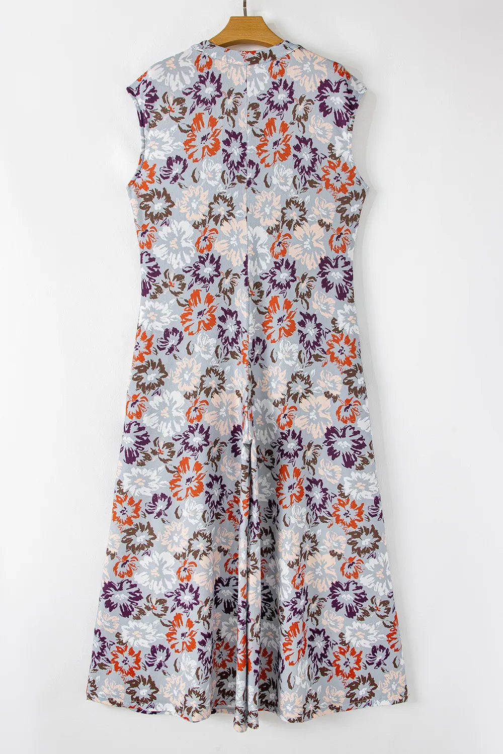 Floral Sleeveless Button Front Wide Leg Jumpsuit - Floral - View 6