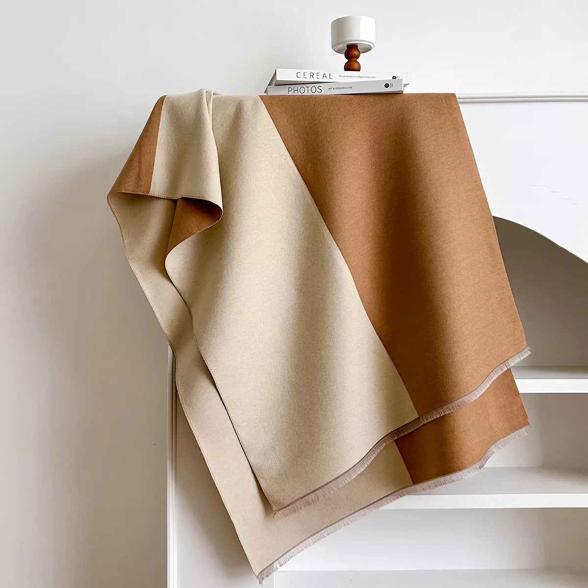 Two-Tone Raw Hem Scarf - Dust Storm - View 4