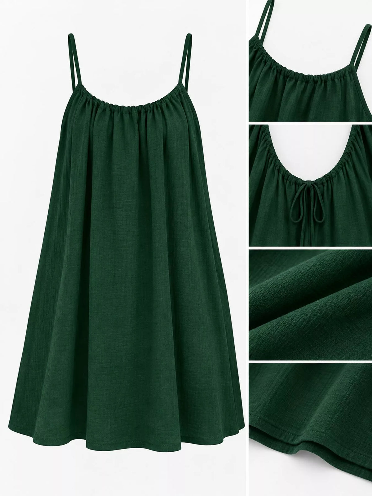 Full Size Backless Spaghetti Strap A-Line Mini Dress Plus Size - Forest Green-Style C - View 52