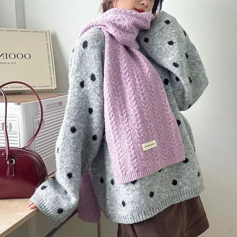 Texture Knit Winter Scarf - Purple - View 3