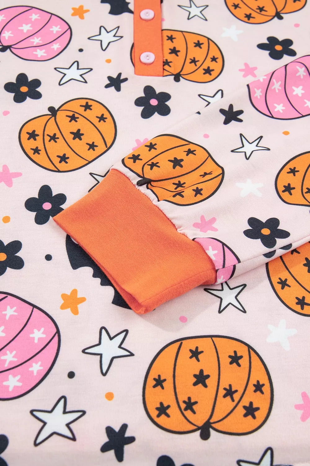 Halloween Pumpkin Print Long Sleeve Home Wear Lounge Set - Dusty Pink - View 10