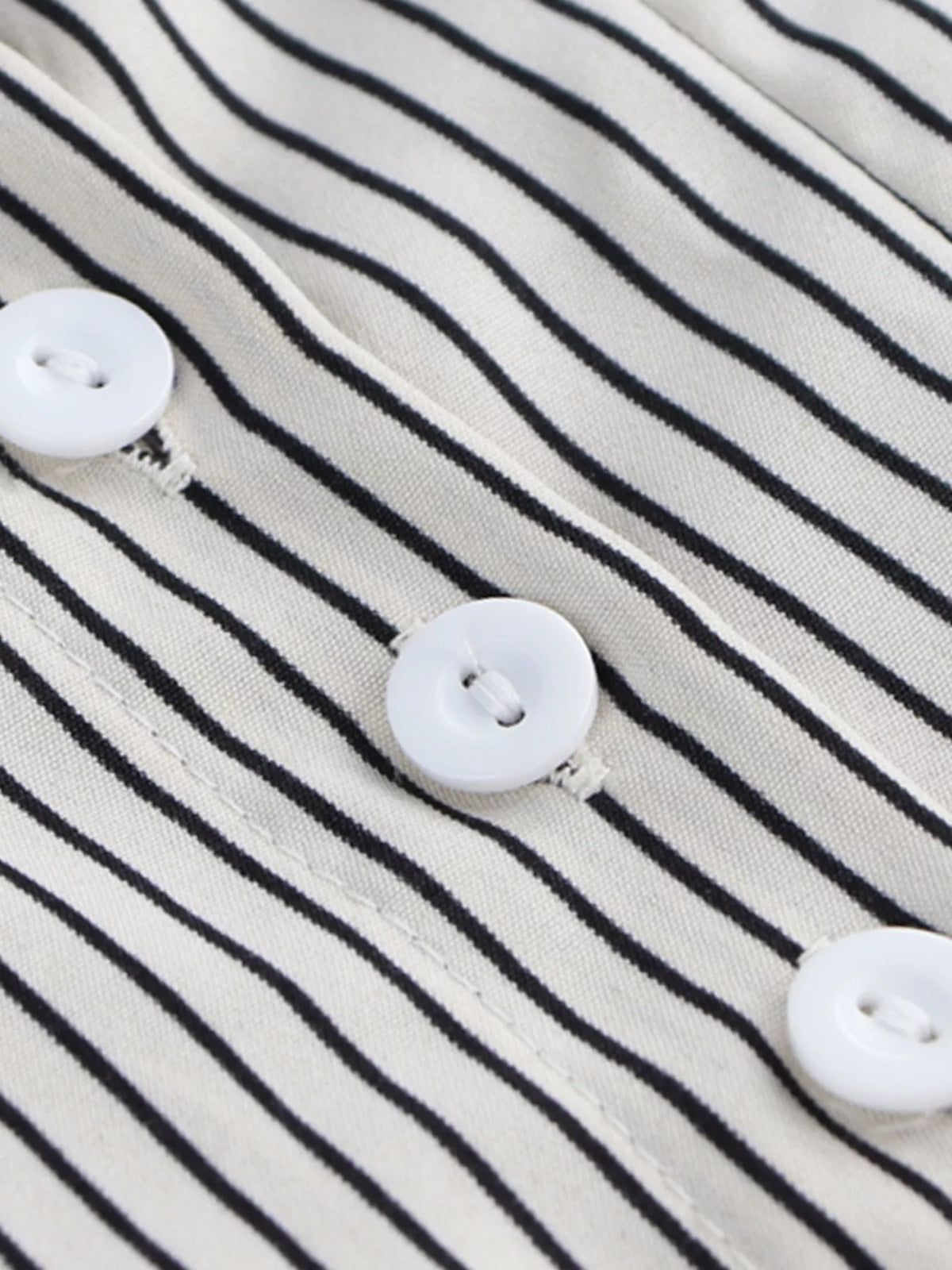 Striped Cinched Waist Shirt - Black - View 6