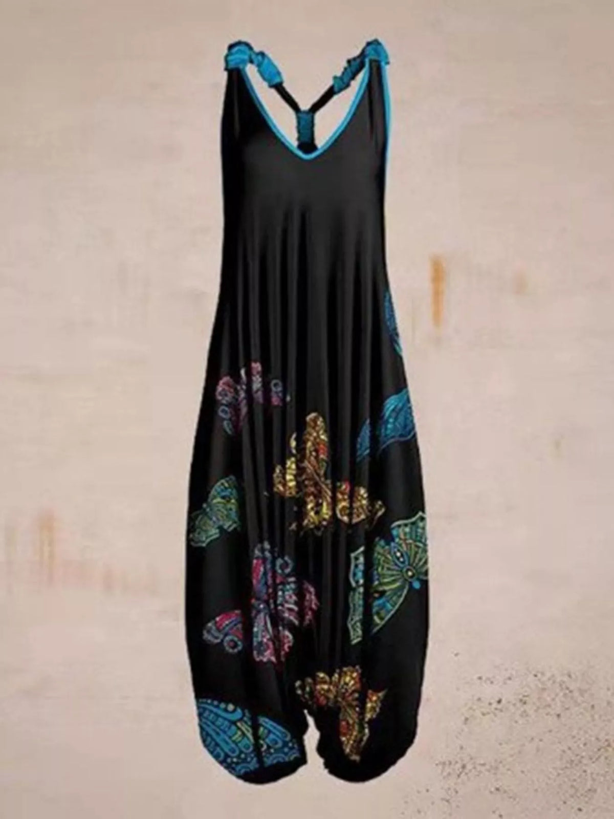 Full Size Printed V-Neck Sleeveless Jumpsuit Plus Size - 18-- - View 32