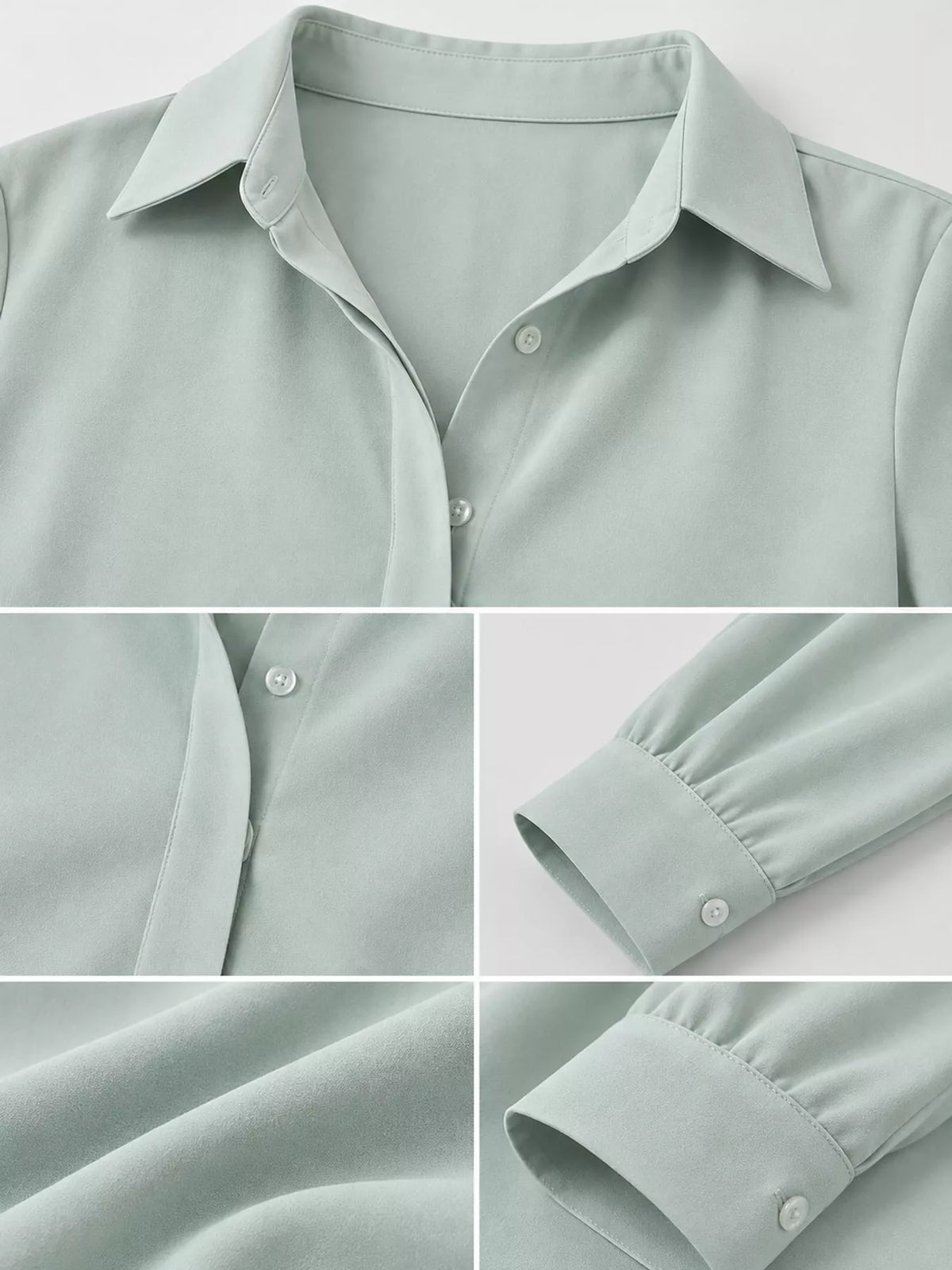 Button Up Long-Sleeve Shirt - Light Green - View 60