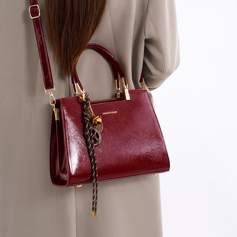 Detachable Strap Crossbody Bag - Burgundy - View 1
