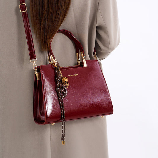 Detachable Strap Crossbody Bag - Burgundy - View 1
