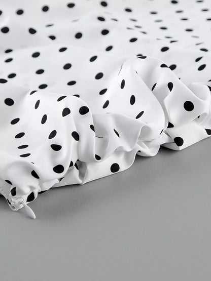 Polka Dot Mermaid Maxi Skirt - White - View 5