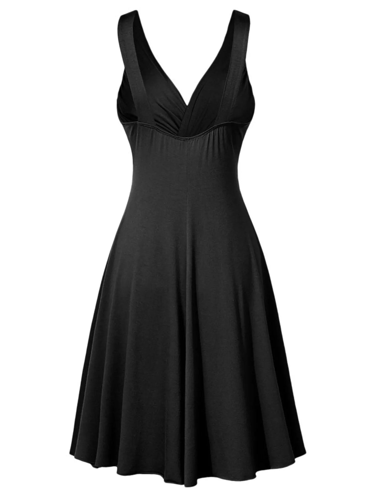 Full Size Twisted Sleeveless Ruched Waist A-Line Dress Plus Size - Black - View 3