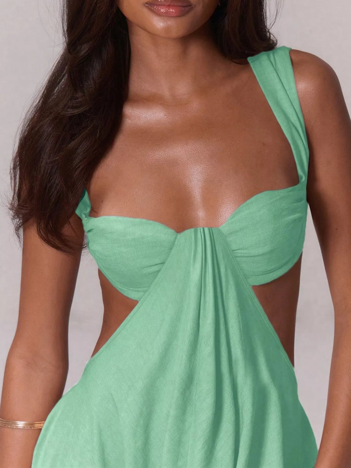 Backless Wide-Leg Jumpsuit with Cut-out Detail - Gum Leaf - View 24