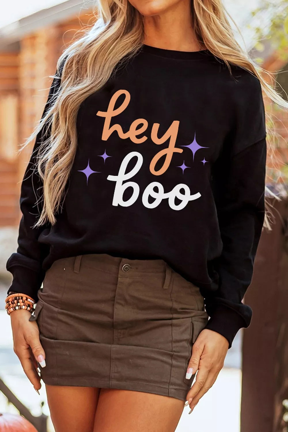 Hey Boo Halloween Sweatshirt - Black - View 4