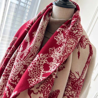 Raw Hem Winter Scarf - Deep Red - View 2