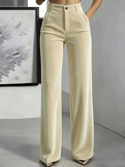 Full Size High-Waisted Velvet Pants Plus Size - Apricot - View 1