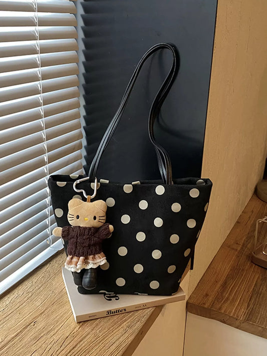 Polka Dot Shoulder Bag - Black - View 2