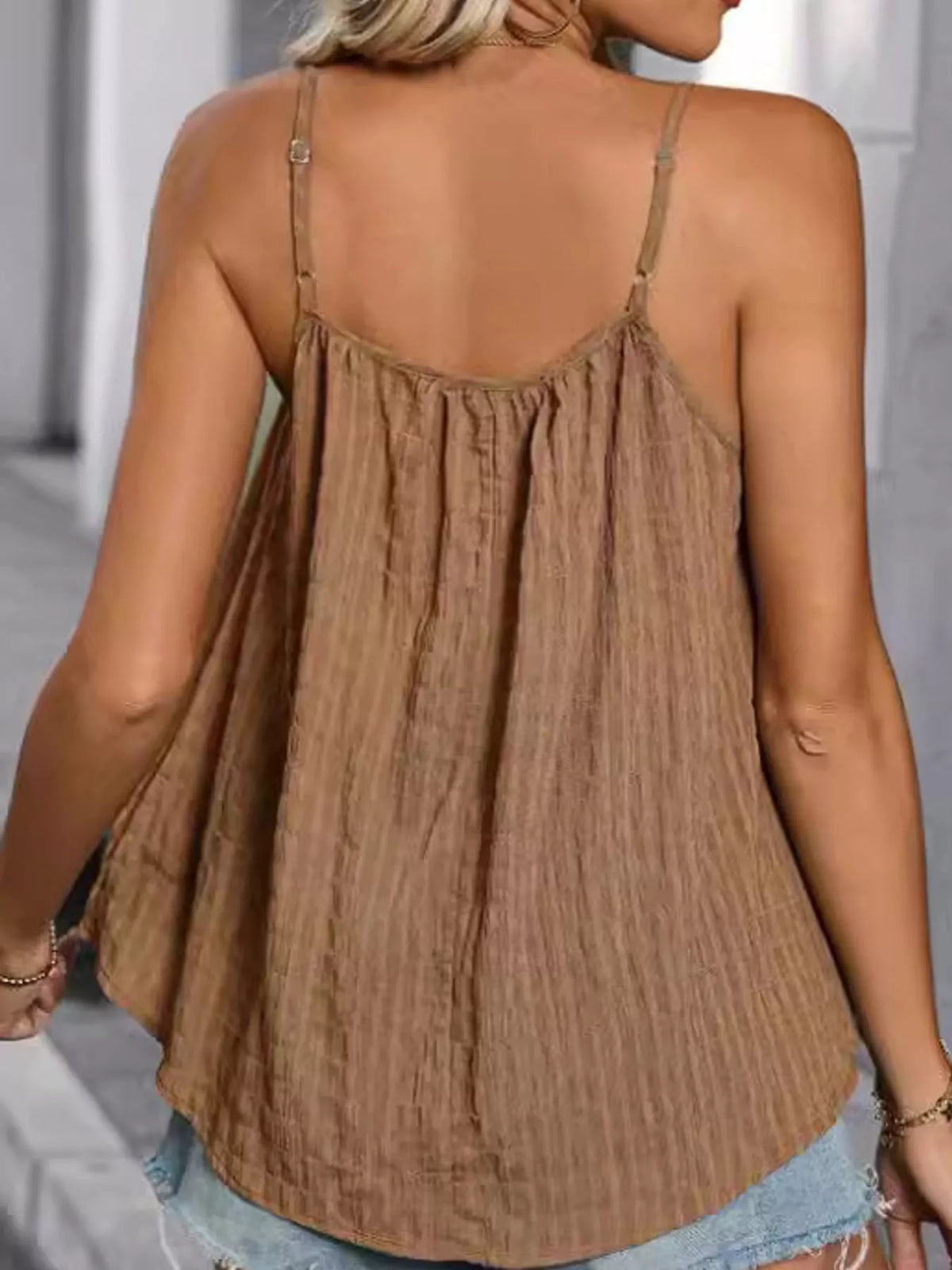 Casual Textured Cami - Brown - View 14