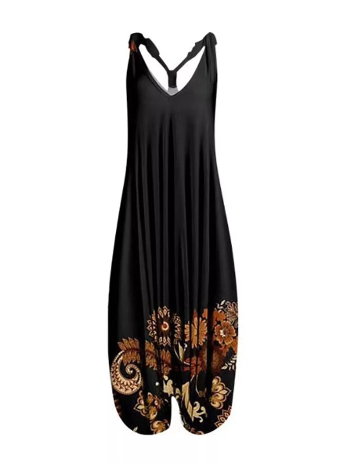 Full Size Printed V-Neck Sleeveless Jumpsuit Plus Size - 15- - View 76