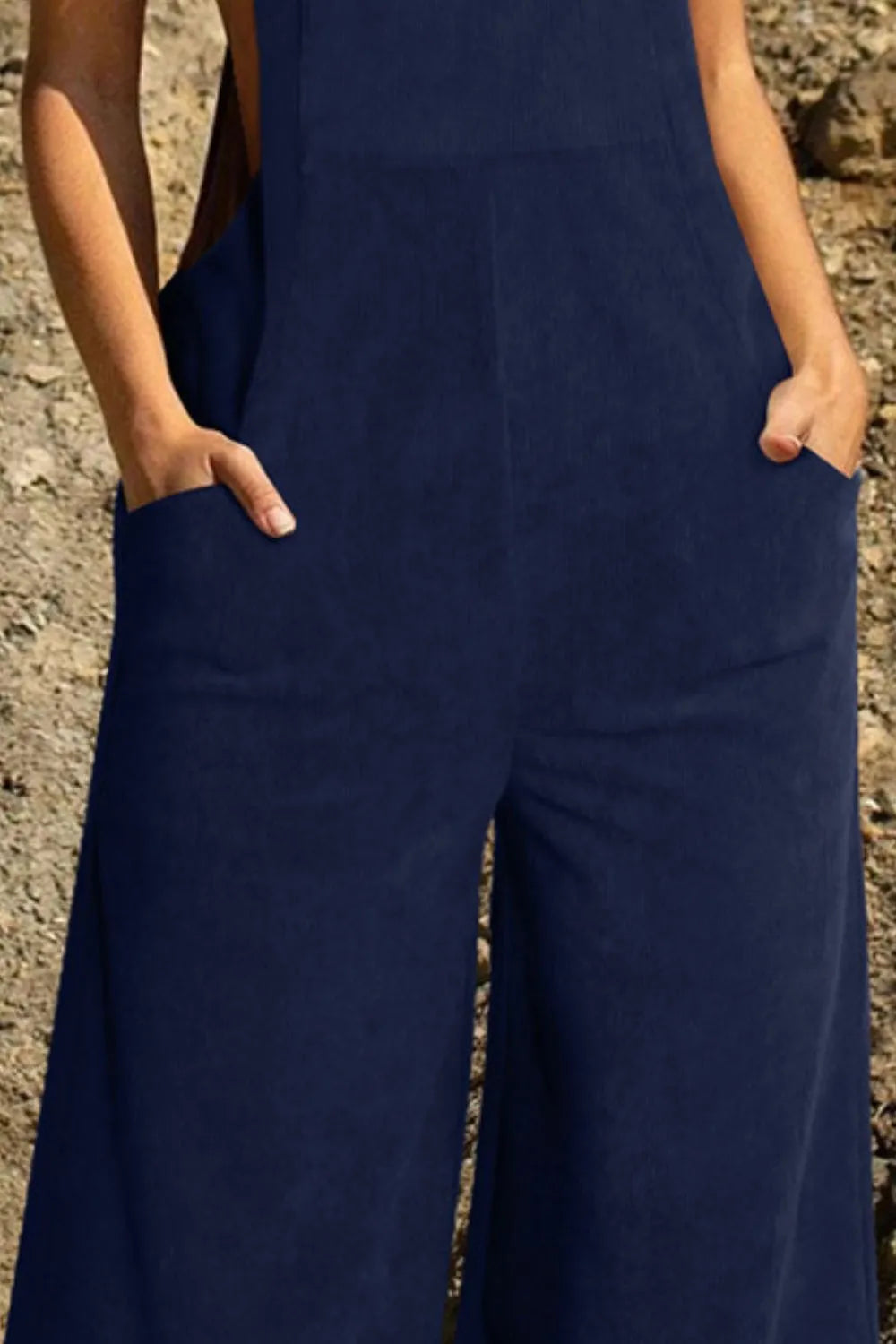 Pocketed Wide Leg Overall - Dark Blue - View 27