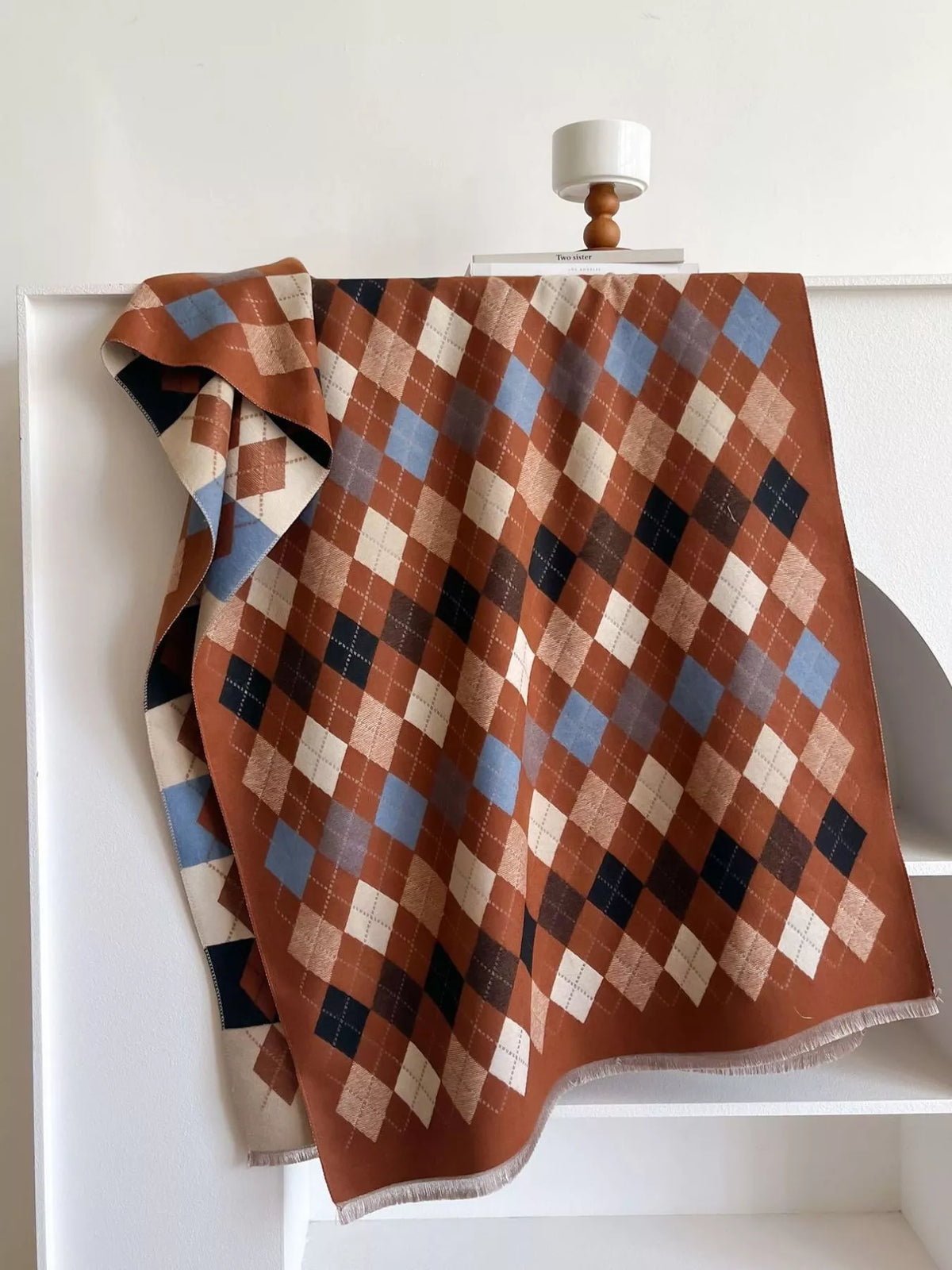 Diamond Pattern Warm Scarf - Style C - View 6