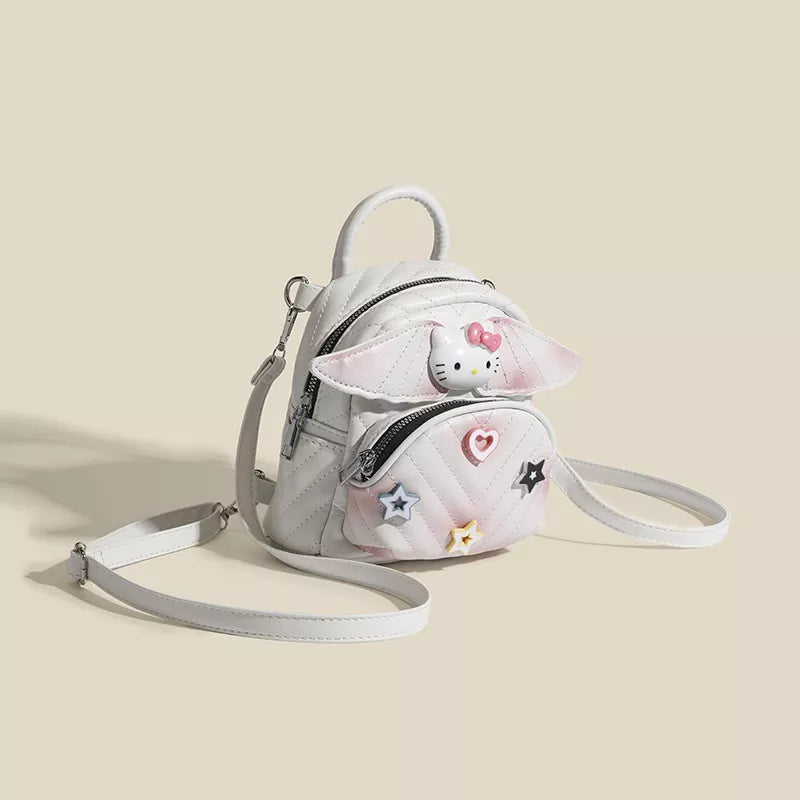 Wings Leather Backpack Bag - White - View 2