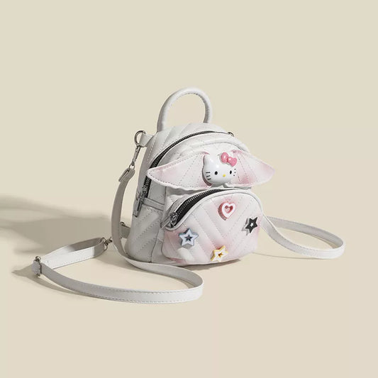 Wings Leather Backpack Bag - White - View 2