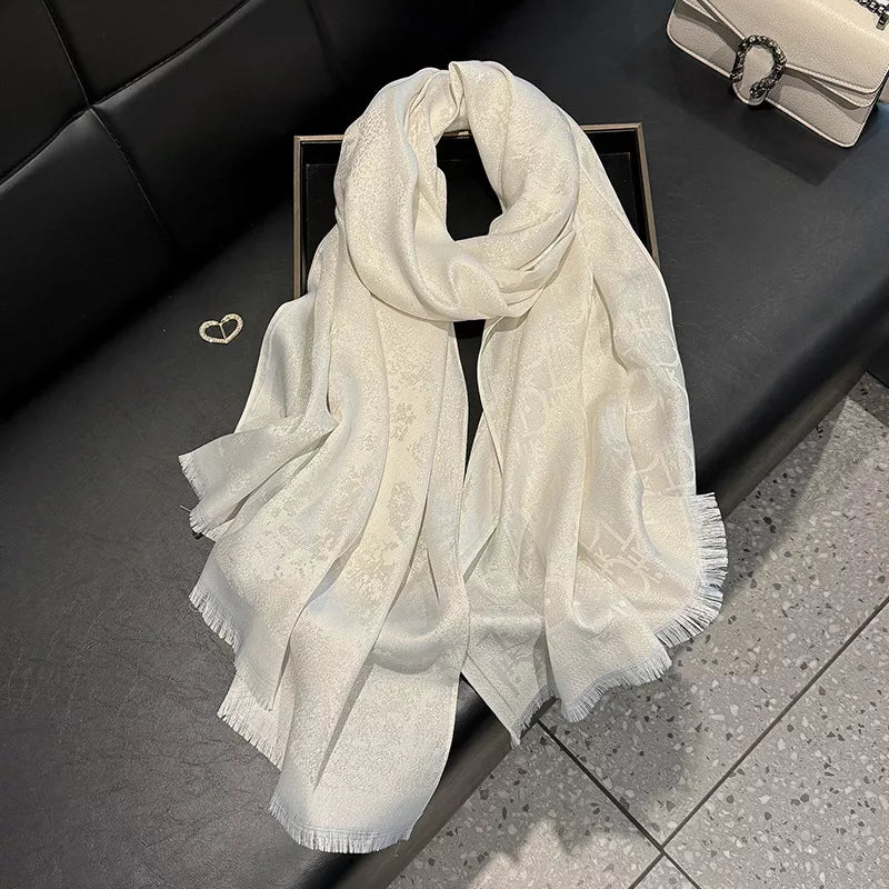 Raw Hem Warm Scarf - Ivory - View 6