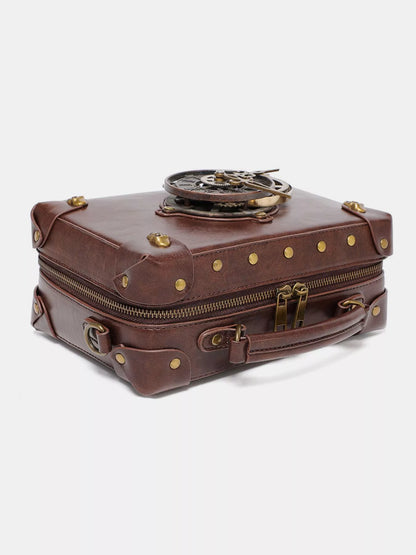 Steampunk Clockwork Design Crossbody Bag - Brown - View 4
